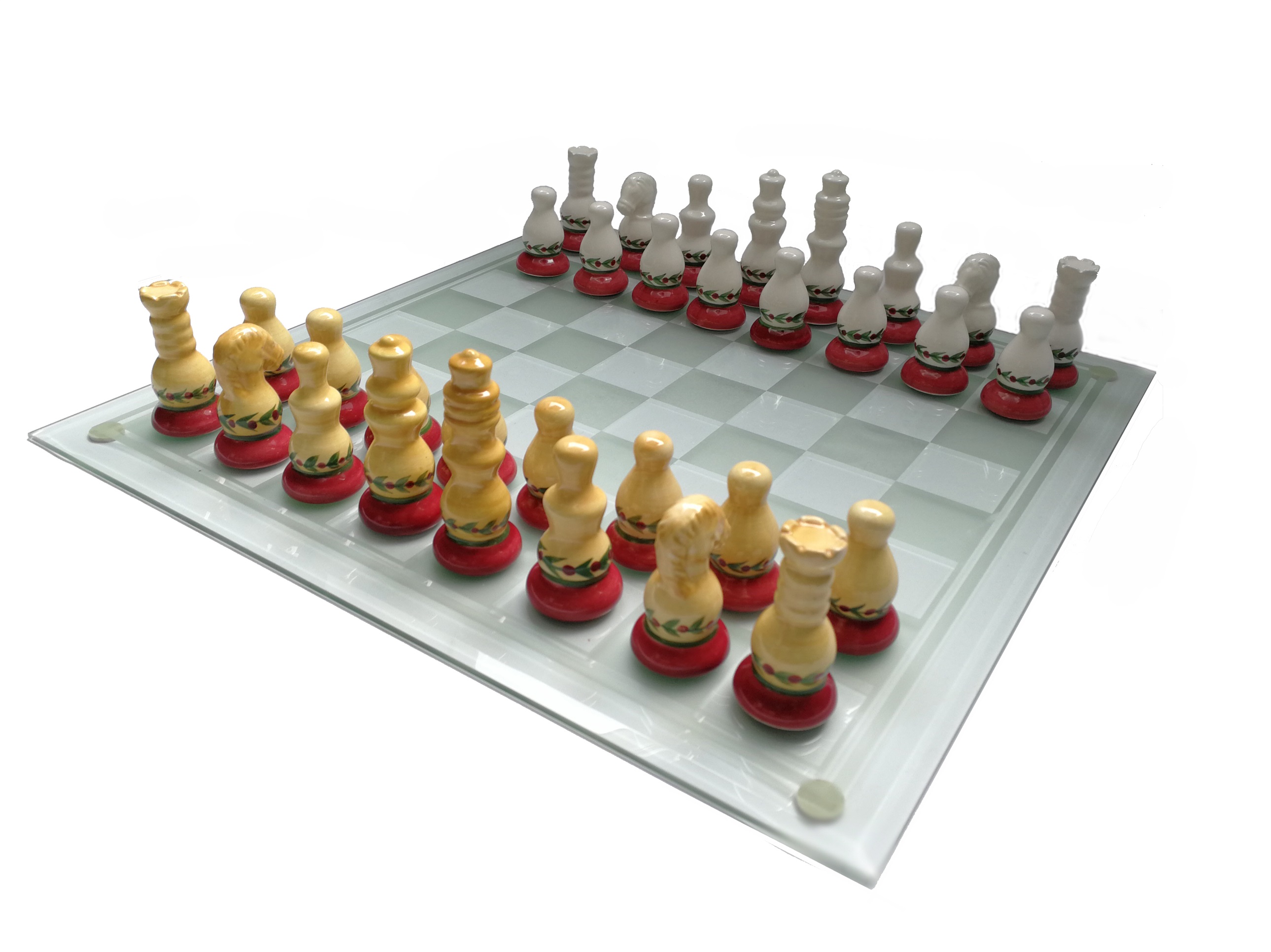 Schachspiel aus Keramik und Glas, Schach Brett Figuren 35